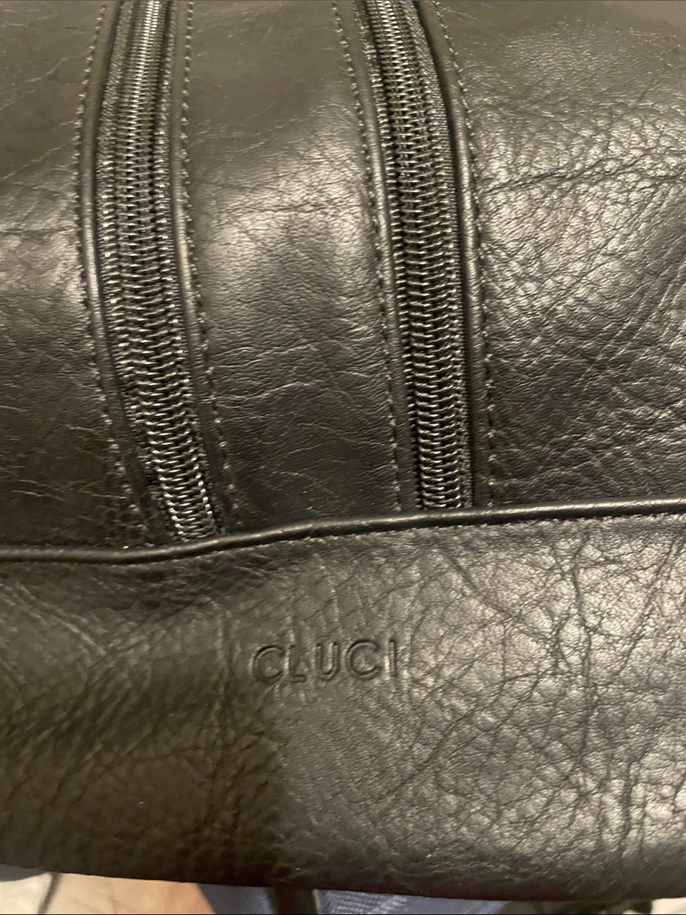 Black Leather Backpack with Dual Front Zippers by Gucci